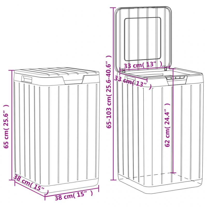 Outdoor-Mülltonne Braun 38x38x65 cm PP