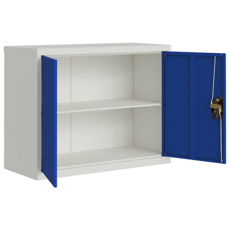 Aktenschrank Hellgrau und Blau 90x40x70 cm Stahl