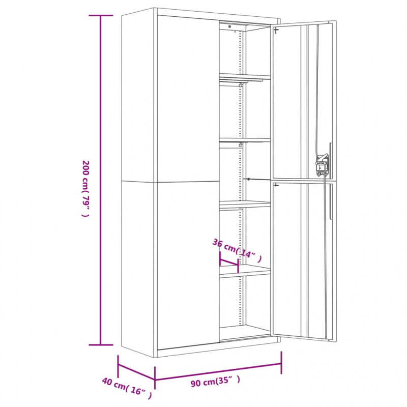 Aktenschrank Hellgrau 90x40x200 cm Stahl