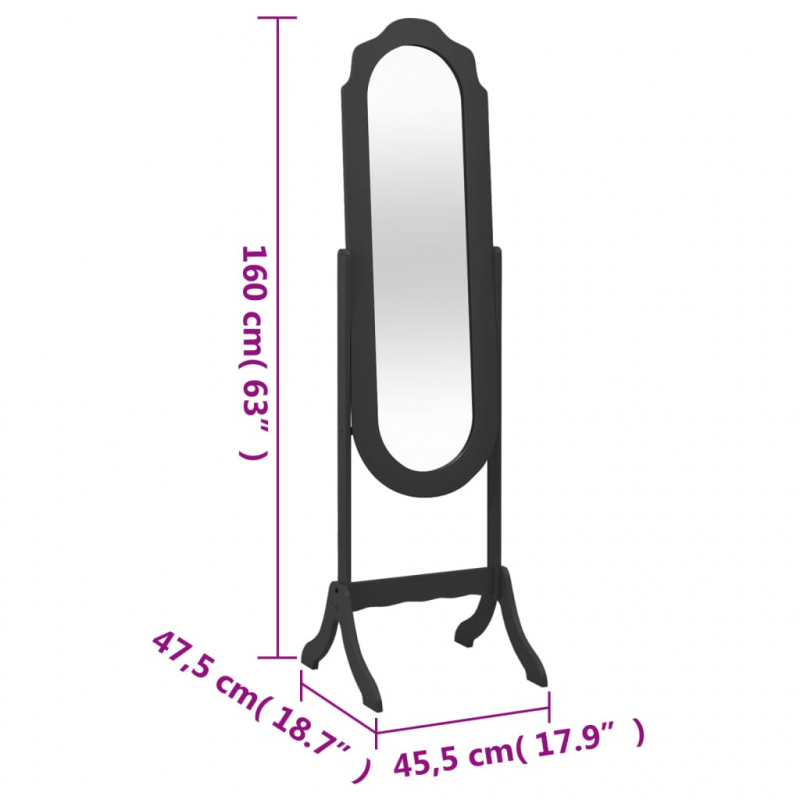 Standspiegel Schwarz 45,5x47,5x160 cm Holzwerkstoff