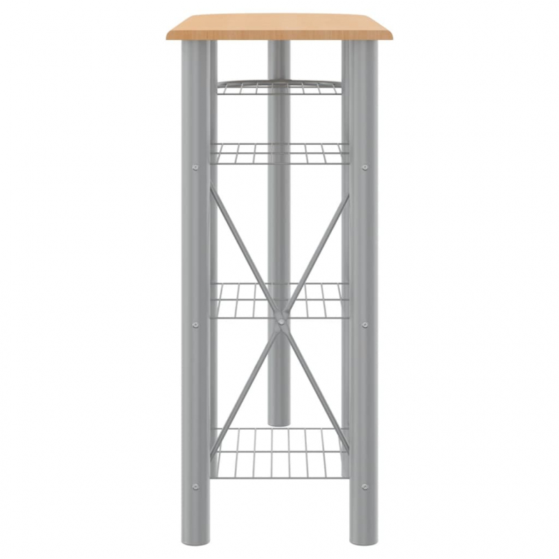 3-tlg. Bar-Set Grau und Braun Holzwerkstoff und Eisen
