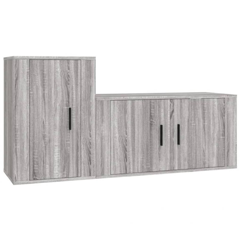 2-tlg. TV-Schrank-Set Grau Sonoma Holzwerkstoff