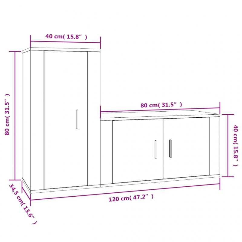 2-tlg. TV-Schrank-Set Hochglanz-Weiß Holzwerkstoff