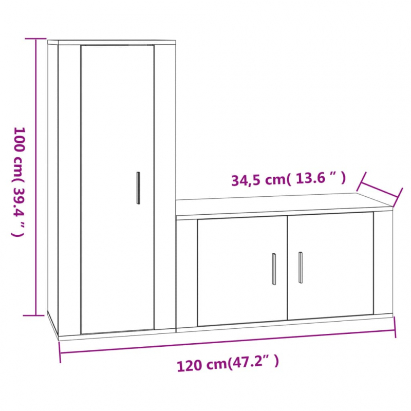 2-tlg. TV-Schrank-Set Räuchereiche Holzwerkstoff