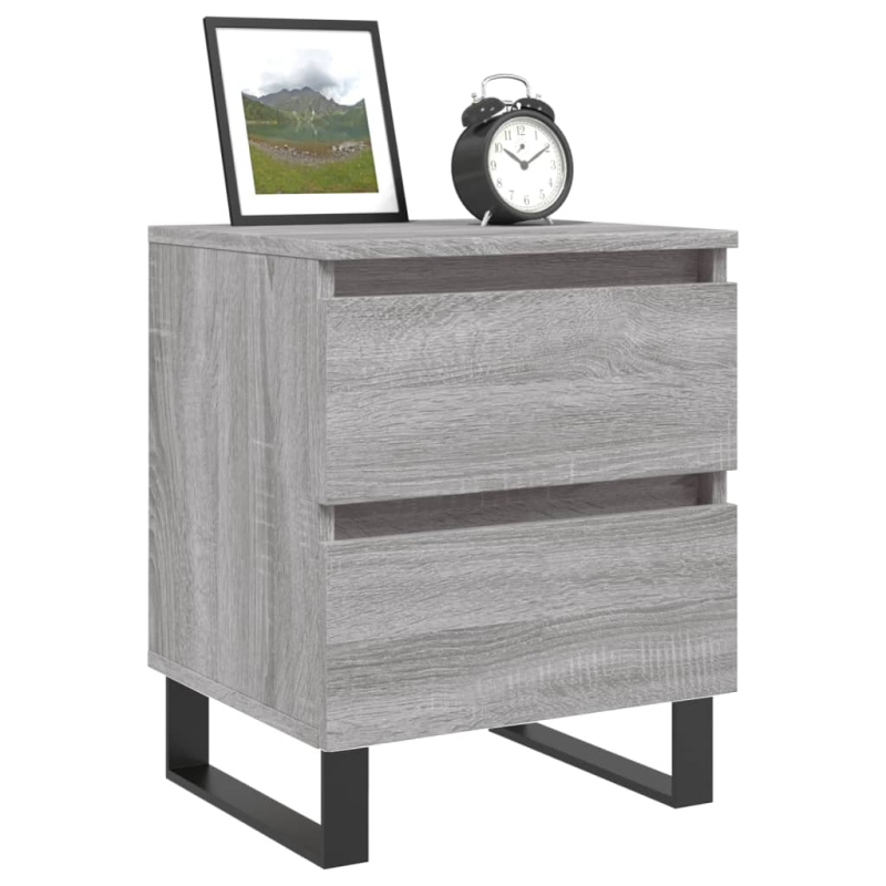 Nachttische 2 Stk. Grau Sonoma 40x35x50 cm Holzwerkstoff