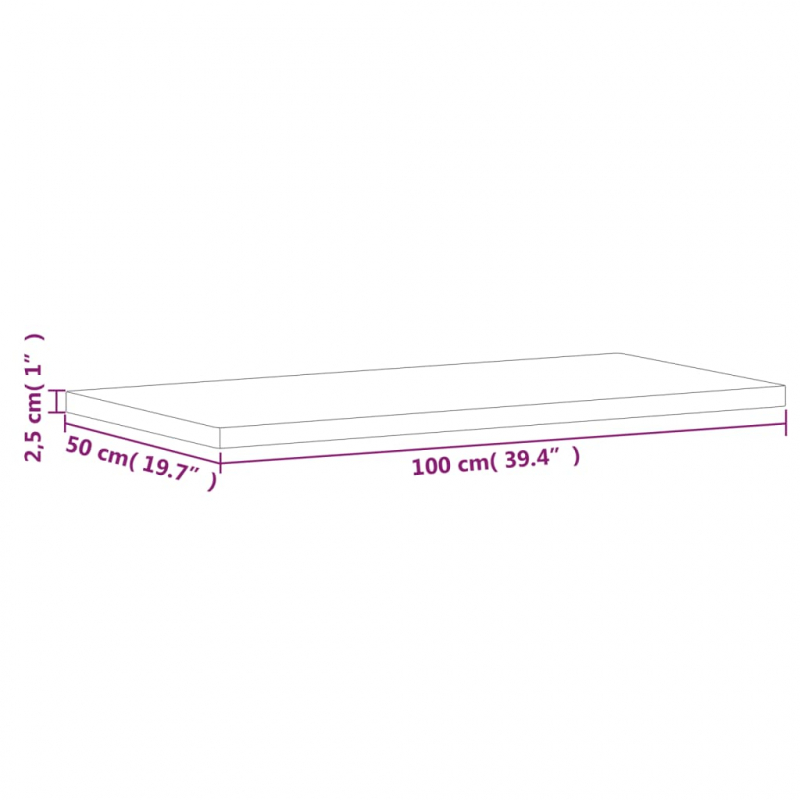 Tischplatte 100x50x2,5 cm Rechteckig Massivholz Buche