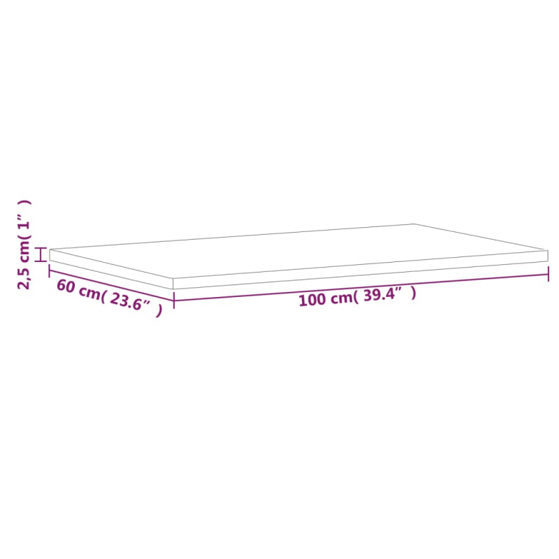 Tischplatte 100x60x2,5 cm Rechteckig Massivholz Buche