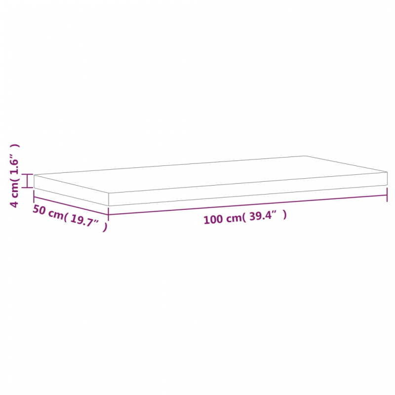 Tischplatte 100x50x4 cm Rechteckig Massivholz Buche