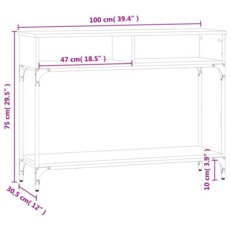 Konsolentisch Grau Sonoma 100x30,5x75 cm Holzwerkstoff