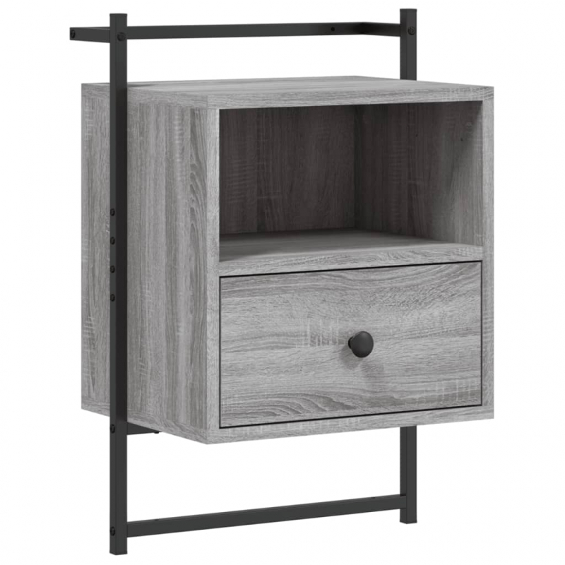 Wand-Nachttisch Grau Sonoma 40x30x61 cm Holzwerkstoff