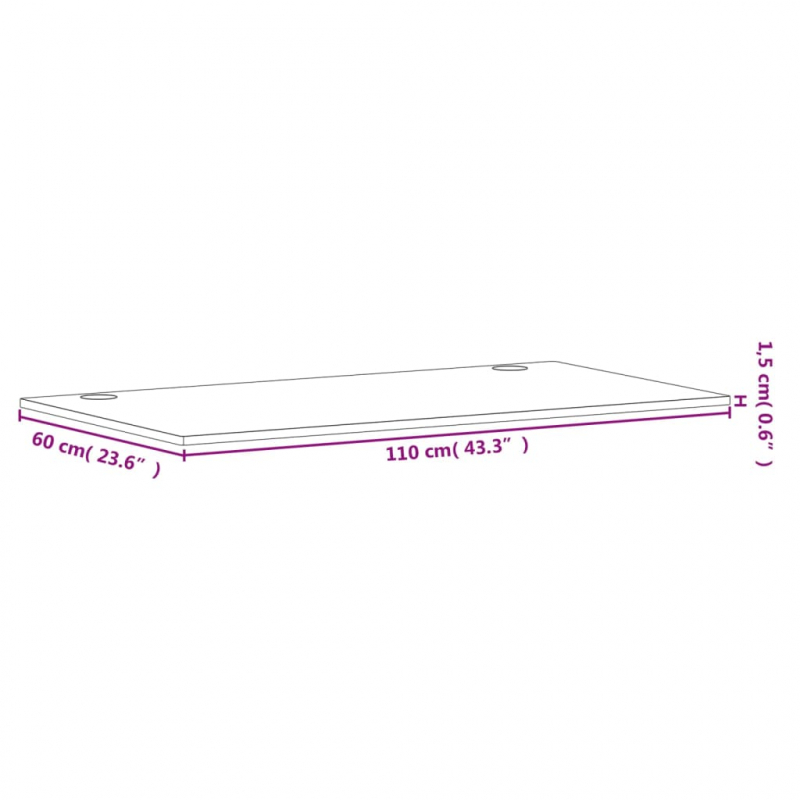 Schreibtischplatte 110x60x1,5 cm Massivholz Buche