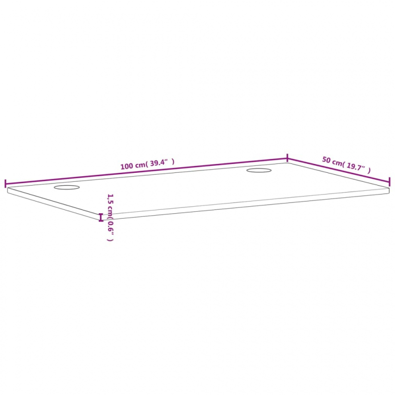 Schreibtischplatte 100x50x1,5 cm Massivholz Buche