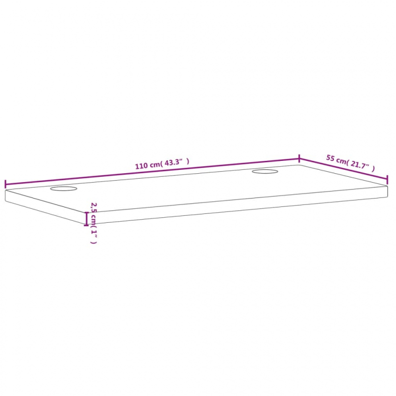 Schreibtischplatte 110x55x2,5 cm Massivholz Buche