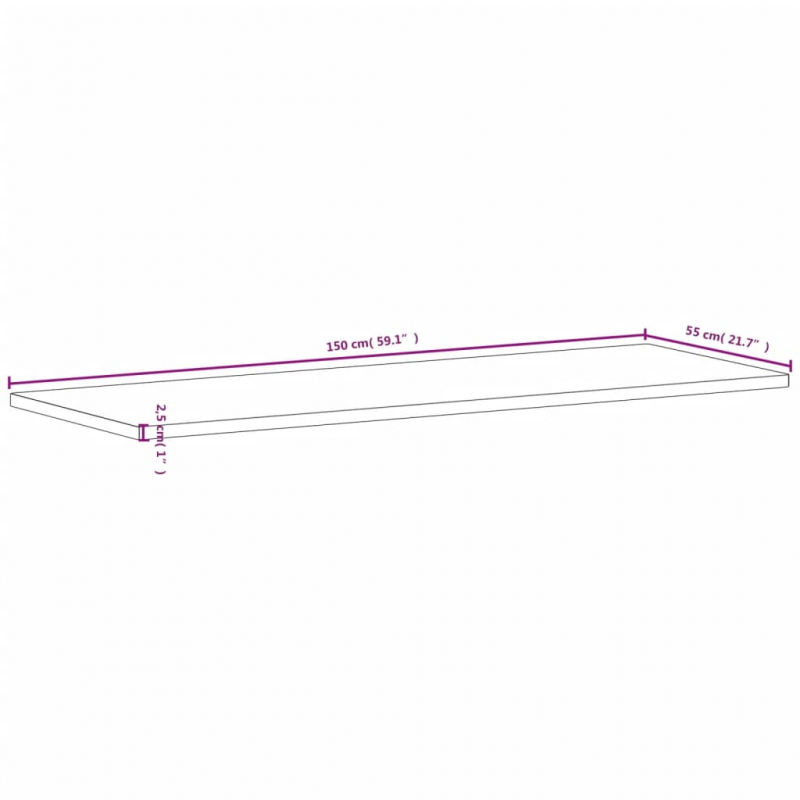 Schreibtischplatte 150x55x2,5 cm Massivholz Buche