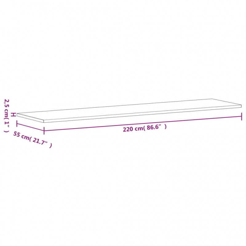 Schreibtischplatte 220x55x2,5 cm Massivholz Buche