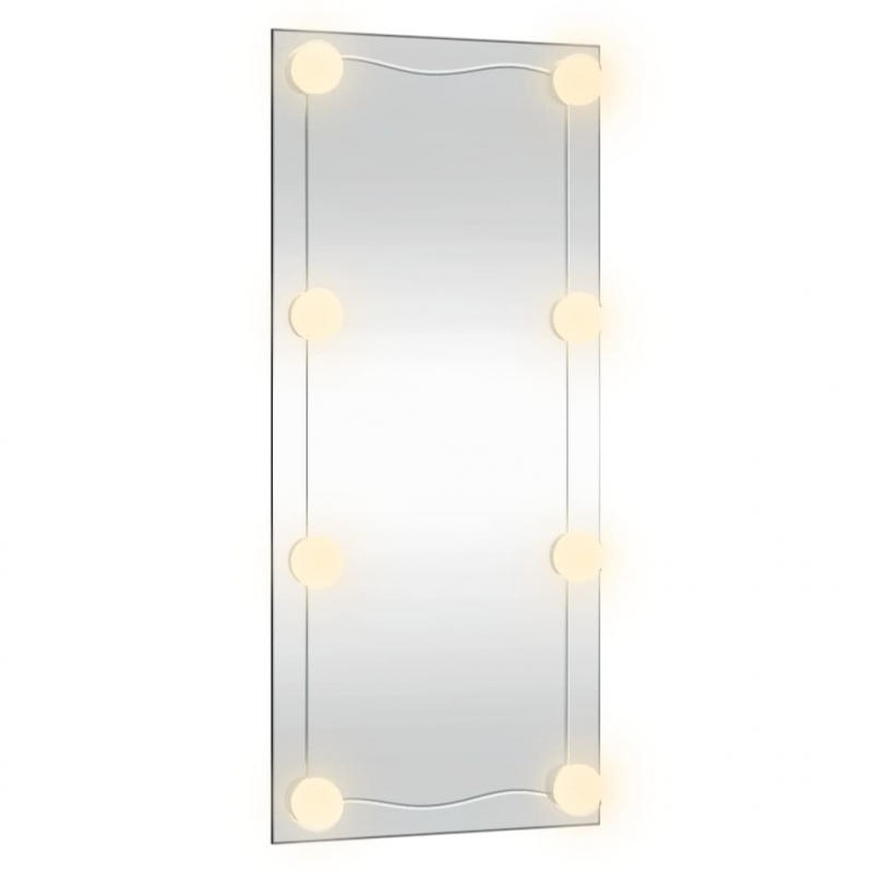 Wandspiegel mit LED-Leuchten 30x80 cm Glas Rechteckig