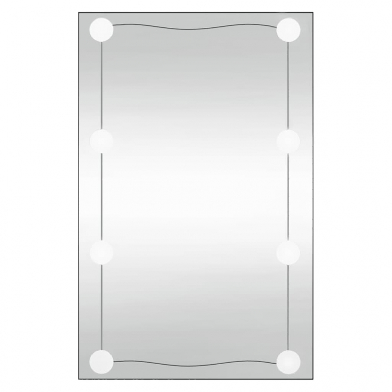 Wandspiegel mit LED-Leuchten 40x60 cm Glas Rechteckig