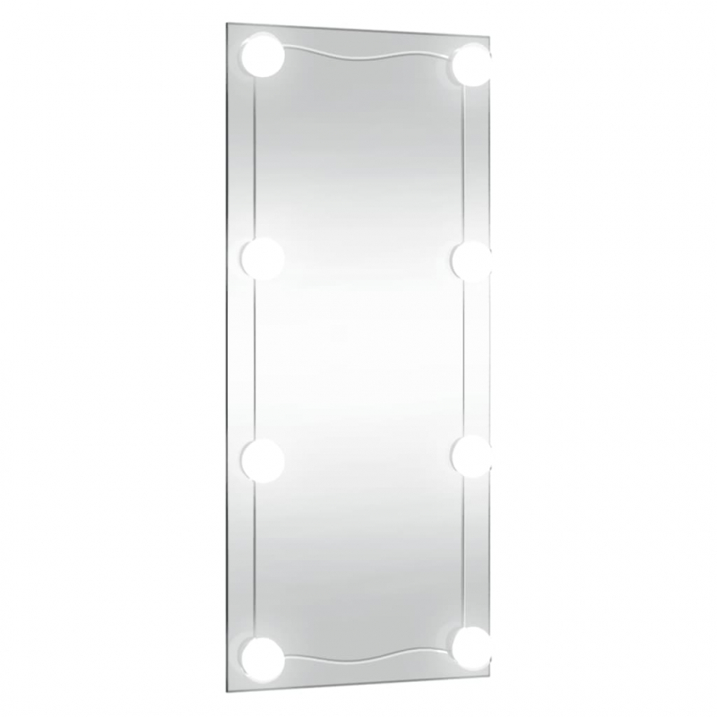 Wandspiegel mit LED-Leuchten 40x80 cm Glas Rechteckig