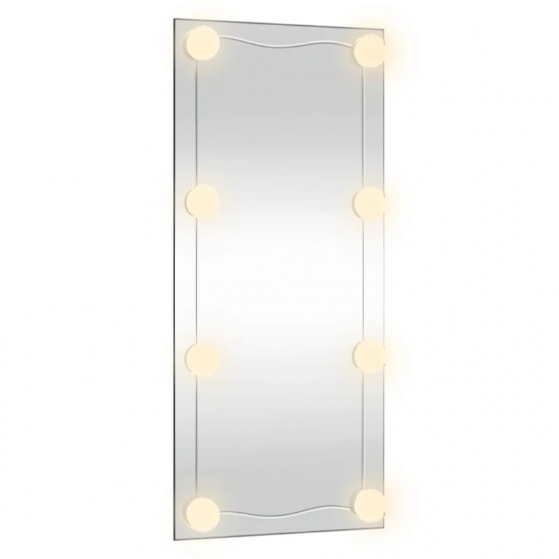 Wandspiegel mit LED-Leuchten 40x80 cm Glas Rechteckig