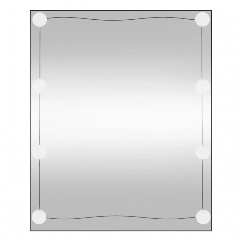Wandspiegel mit LED-Leuchten 50x60 cm Glas Rechteckig