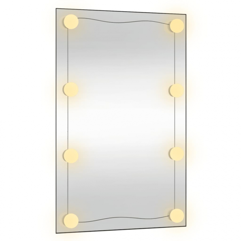 Wandspiegel mit LED-Leuchten 50x80 cm Glas Rechteckig
