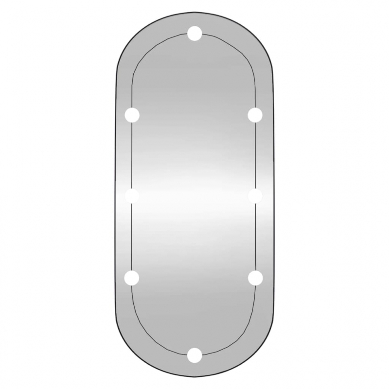 Wandspiegel mit LED-Leuchten 45x100 cm Glas Oval
