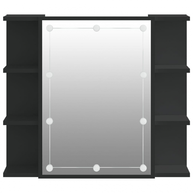Spiegelschrank mit LED Schwarz 70x16,5x60 cm