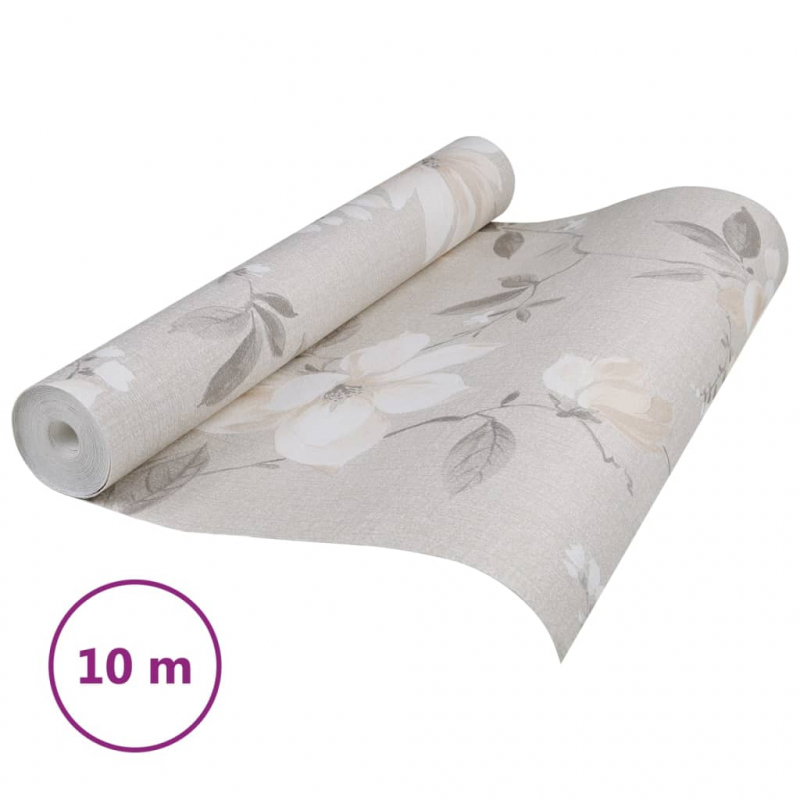 Vliestapete 3D Blumenmuster Grau 10x0,53 m