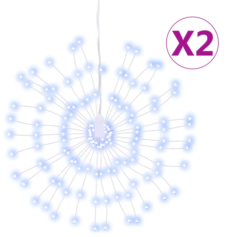Weihnachtsbeleuchtungen Feuerwerk 2 Stk. 140 LEDs Kaltweiß 17cm