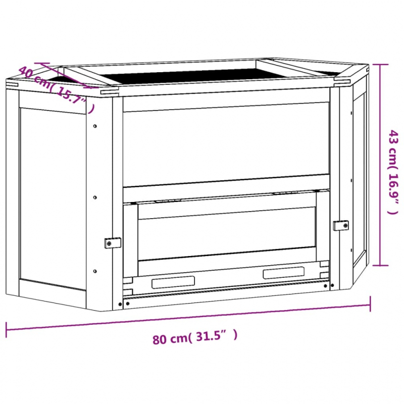 Hamsterkäfig 80x40x43 cm Massivholz Tanne