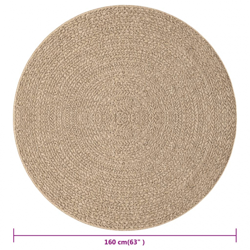 Teppich ZIZUR 160 cm Jute-Optik Indoor und Outdoor