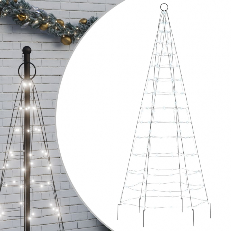 LED-Weihnachtsbaum für Fahnenmast 200 LEDs Kaltweiß 180 cm