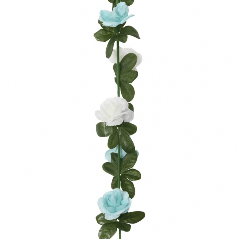 Weihnachtskränze Blumen 6 Stk. Blau und Weiß 215 cm