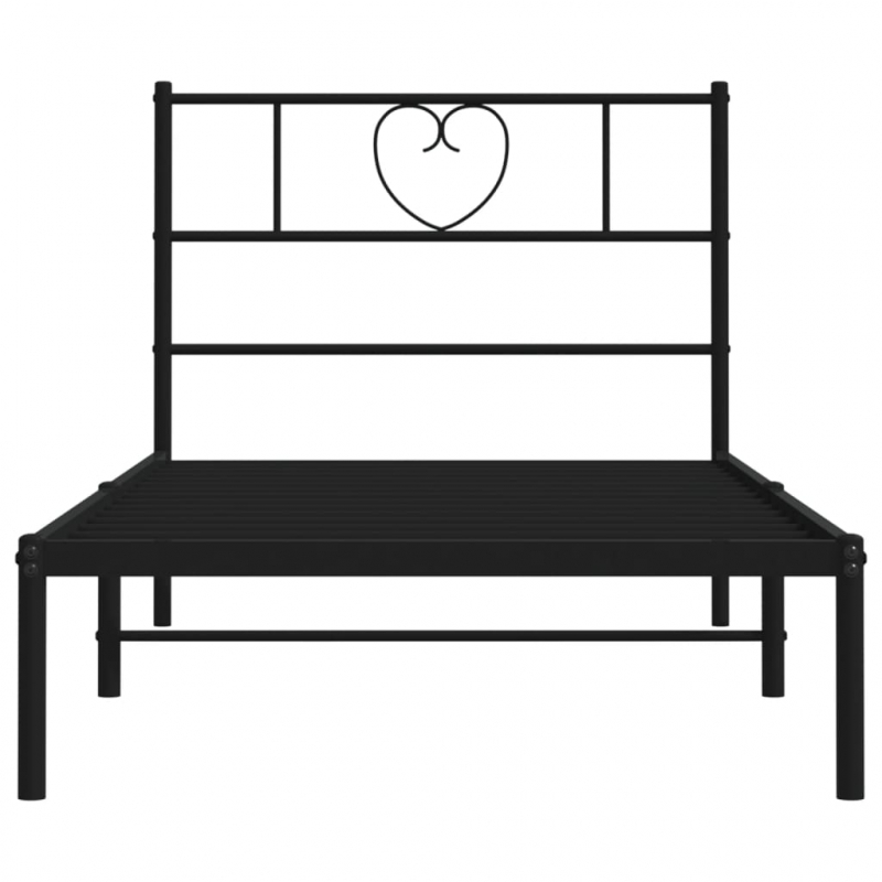 Bettgestell mit Kopfteil Metall Schwarz 90x190 cm
