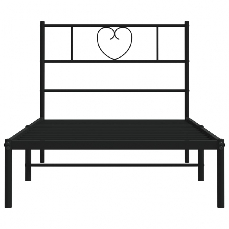Bettgestell mit Kopfteil Metall Schwarz 100x190 cm