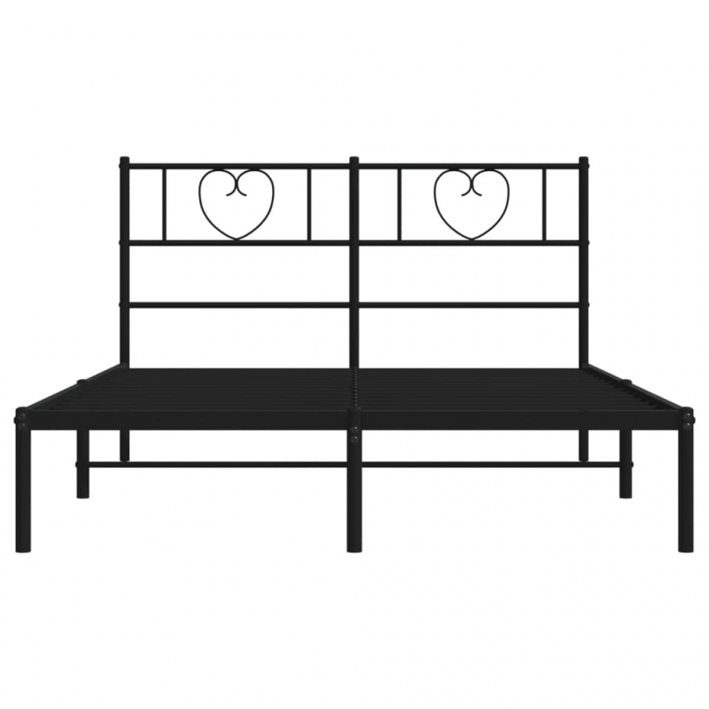 Bettgestell mit Kopfteil Metall Schwarz 140x200 cm