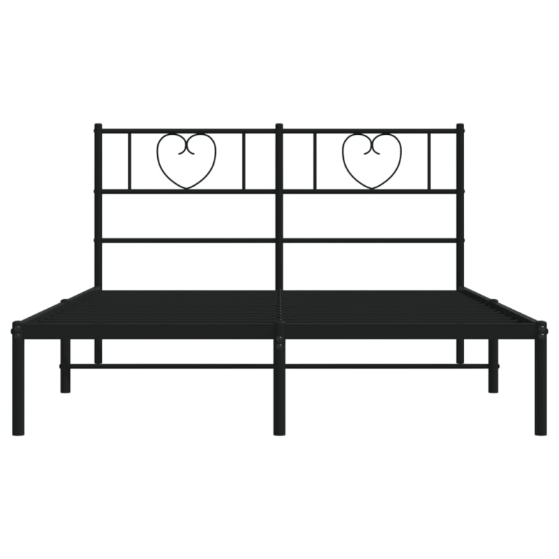 Bettgestell mit Kopfteil Metall Schwarz 160x200 cm