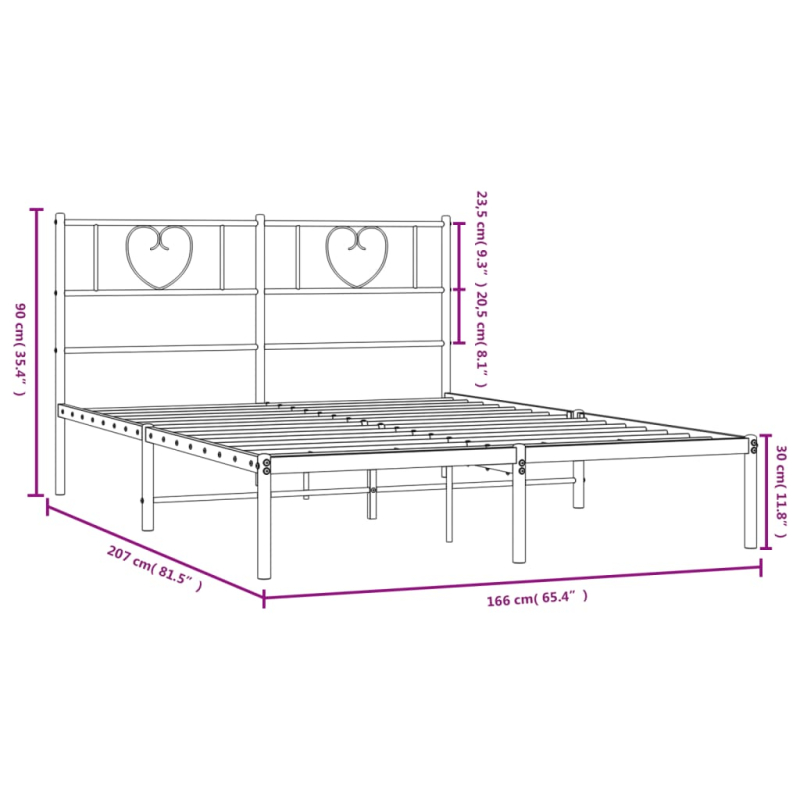 Bettgestell mit Kopfteil Metall Schwarz 160x200 cm