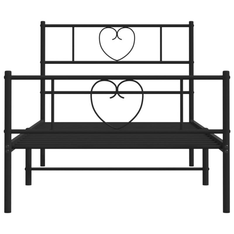 Bettgestell mit Kopf- und Fußteil Metall Schwarz 100x190 cm