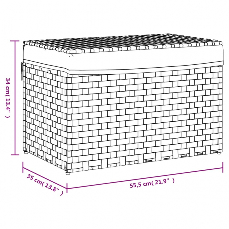 Wäschekorb mit Deckel Dunkelbraun 55,5x35x34 cm Poly Rattan