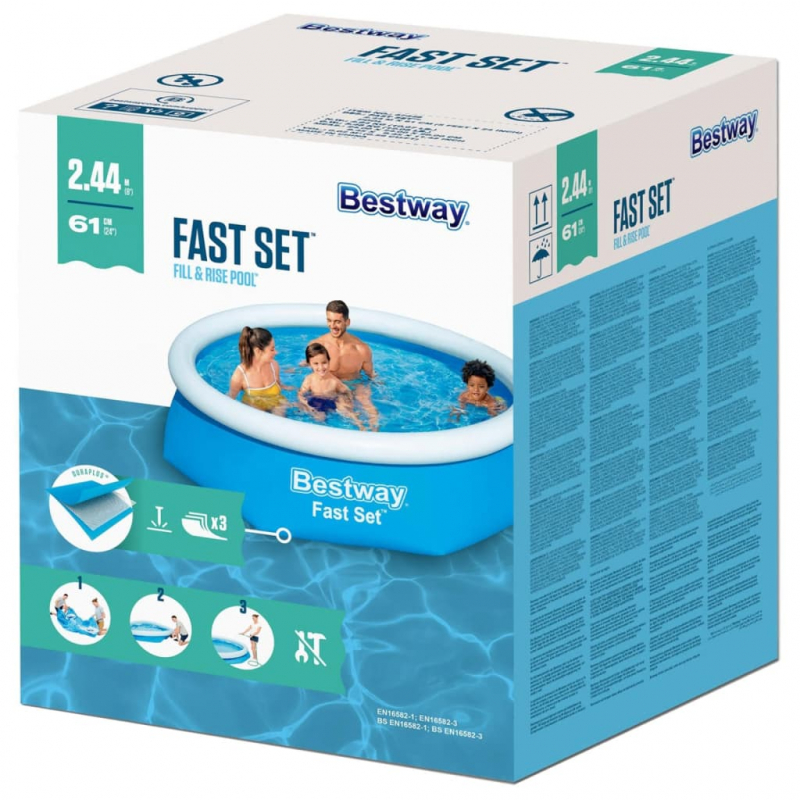 Bestway Swimmingpool Aufblasbar Rund Fast Set 244x66 cm 57265