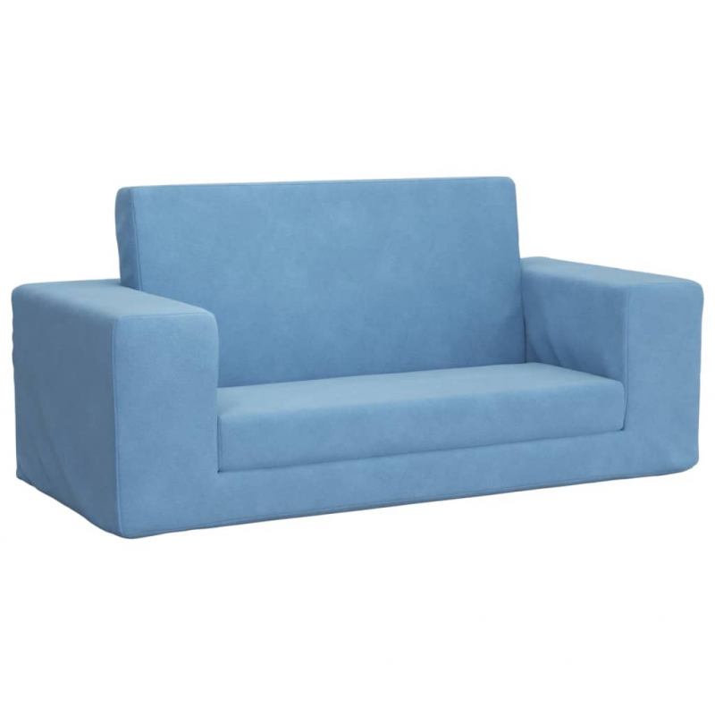 Kinder-Schlafsofa 2-Sitzer Blau Weicher Plüsch