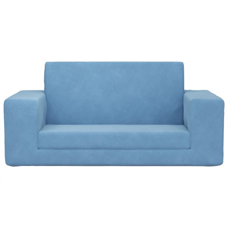 Kinder-Schlafsofa 2-Sitzer Blau Weicher Plüsch