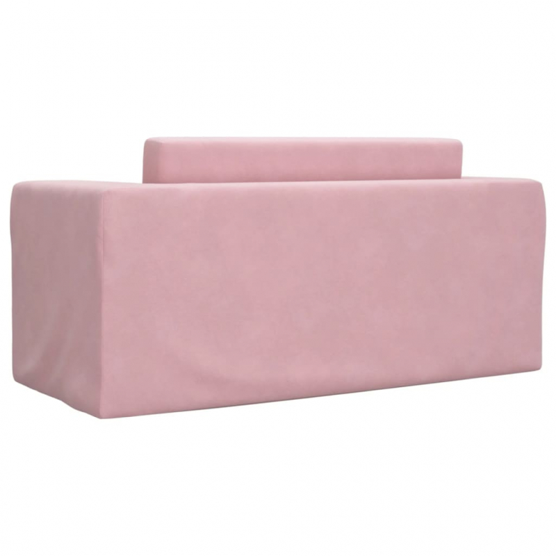 Kinder-Schlafsofa 2-Sitzer Rosa Weicher Plüsch