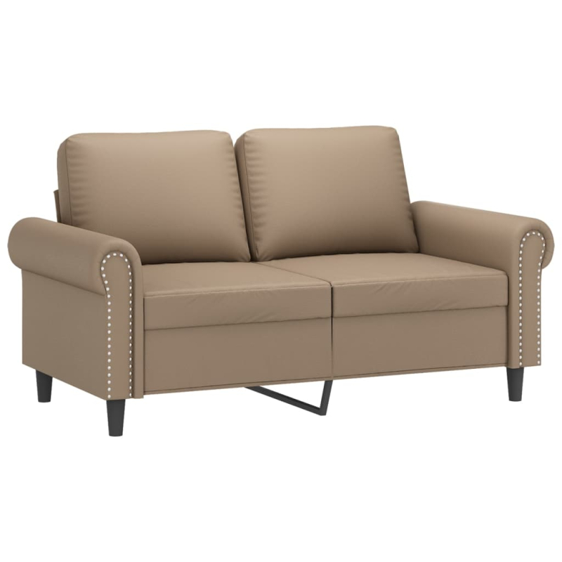 2-Sitzer-Sofa mit Zierkissen Cappuccino-Braun 120 cm Kunstleder