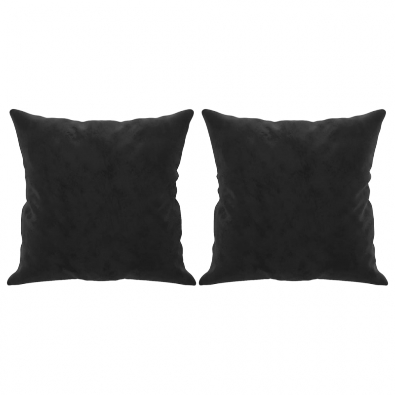 2-Sitzer-Sofa mit Zierkissen Schwarz 120 cm Samt