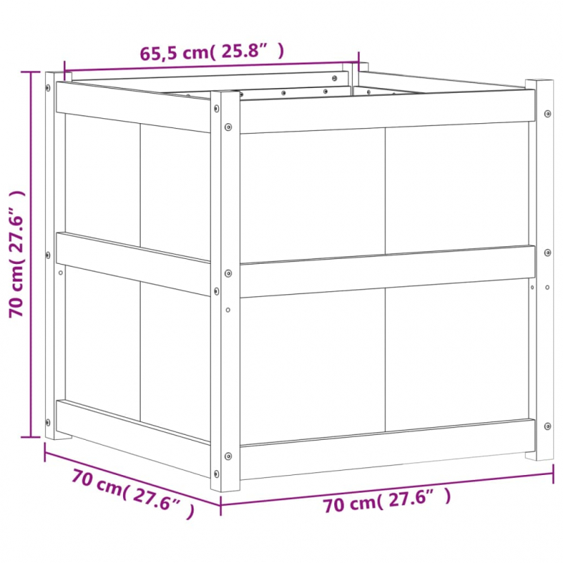 Pflanzkübel Wachsbraun 70x70x70 cm Massivholz Kiefer