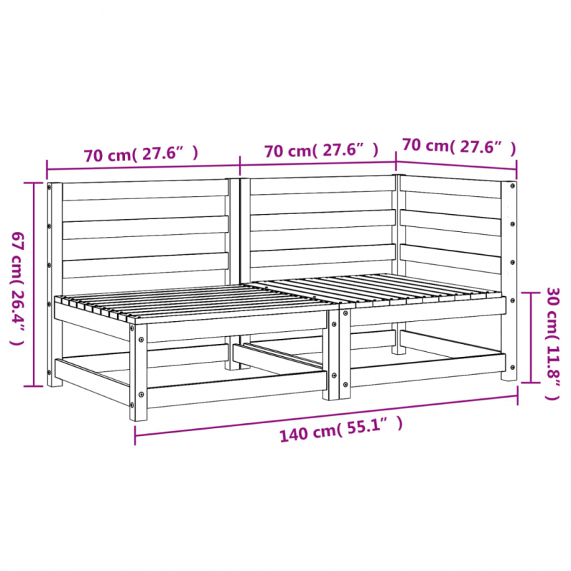 Gartensofa 2-Sitzer Massivholz Douglasie