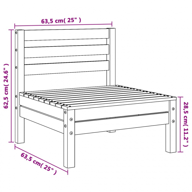 Gartensofa ohne Armlehnen Wachsbraun Massivholz Kiefer