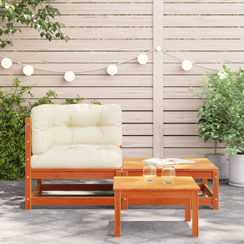 Garten-Ecksofa mit Kissen und Hocker